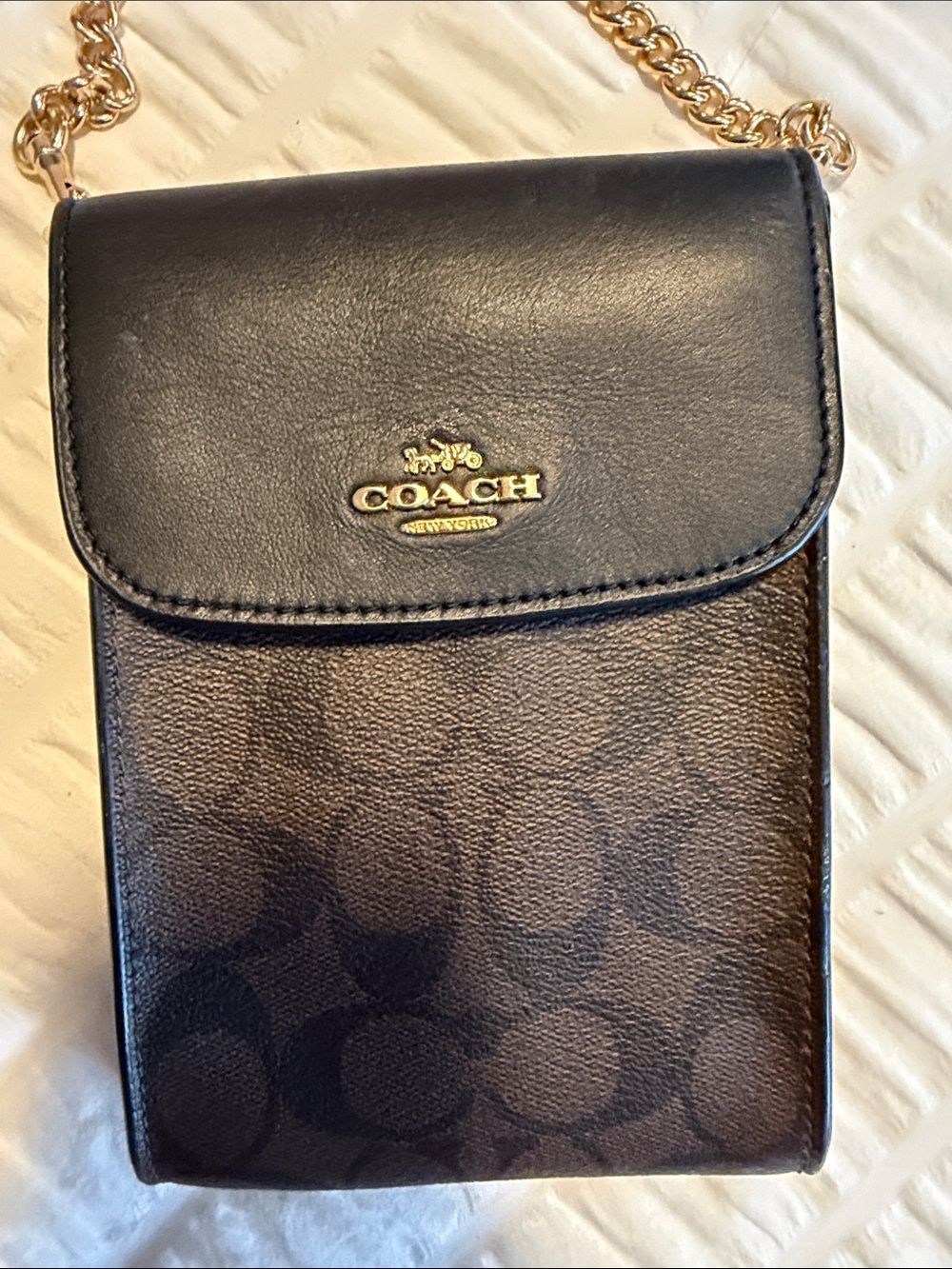 Coach Black and Brown Logo Crossbody Phone Bag - Picture 2 of 9